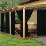 HolidayIdeas Outdoor Curtains for Patio Waterproof, 8 Panels - 54x84 Inches - Weatherproof Privacy Outsides Curtains for Cabana Porch Pergola, Sunlight & UV Blocking (Black, Grommet Top)