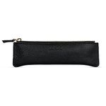 LONDO Zippered Genuine Leather Pen and Pencil Case Cosmetic Pouch