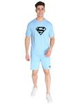 Zombom Men's Co Ord Set || Cotton Lycra Printed Night Dress for Men || Sleepwear Pajama Set for Men || Casual Home Wear Set || Shorts Pajamas Set || Night Suit for Adults (2XL, SKY BLUE)