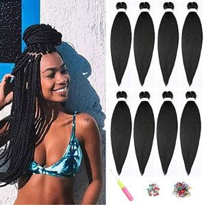 ShowJarlly 8 confezioni di extension per capelli pre-allungate da intrecciare, con texture Yaki, colore nero naturale, espressione professionale, fissaggio con acqua calda, capelli da 50,8 cm