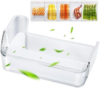DA97-12653A Refrigerator Door Shelf Bin(Bottom Left) Compatible with Samsung RF263beaesr,RF265beaesg,RF265beaesr,RF263teae,Replaces: 3973523 AP5622629 PS4176656 EAP4176656 With 20 Food Storage Bags
