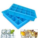 2 Packs Silicone Ice Cube Tray, Easy-Release Ice Cube Moulds 15 Ice Cubs Per Tray for Chocolate Whiskey Cocktail Any Drinks (Blue)