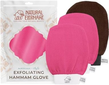 Natural Elephant Exfoliating Hammam Glove (2 Pink and 1 Brown (Pack of 3))
