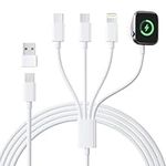 4 in 2 Cable Compatible for Apple Watch Charger Cable, iPhone and iWatch Charger Cable Apple iPhone Watch Charger USB C Magnetic Charging Cable for Apple Watch 9 8 7 6 SE Ultra,iPhone 15 14 13,Android