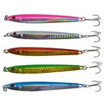 5PCS Lead Vertical Jig Saltwater Jigging Lures Fishing Lure Casting Trolling Jigs with Treble Hook Hard Baits (1.41oz)