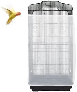 ASOCEA Bird Cage Seed Catcher,Large Bird Cage Cover Adjustable Soft Airy Skirt Guard Birdcage Nylon Mesh Net for Parrot Parakeet Macaw African Round Square Cages Cover (White,78.7*27.6in/200*70cm)