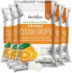 Herbion Naturals Cough Drops with Orange Flavor, Dietary Supplement, Soothes Cough, for Adults and Children Over 6 Years - Pack of 5 (125 Lozenges)