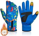 RIGWARL Warm Kids Winter Gloves with Zipper Cuff, Anti-Slip Boys Girls Winter Gloves for Kids Aged 3-15, Touchscreen Kids Grip Gloves for Cold Weather Sports Running Cycling Hiking School Fishing