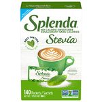 SPLENDA Stevia No Calorie Sweetener, Plant Based Sugar Substitute Granulated Powder, Single Serve Packets, 140 Count (Pack of 1)