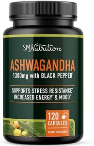 Ashwagandha Supplement 1300mg for Stress Resistance & Energy Boost | High Absorption Adaptogen from Root Powder with Black Pepper | Stress-Related Fatigue Support | Non-GMO | 120ct, 2-Month Supply