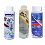 Foodie Puppies Aquatic Remedies Combo of 3- (Paracidol + Bactonil + Aquaria Clear) 120ml Each | Anti-Bacterial Fish Skin Treatment Suitable for Freshwater | Aquarium Medicine with Free Key Ring