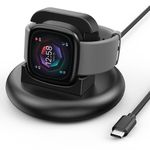 USB C Charger Dock for Fitbit Sense/Sense 2/Versa 4/Versa 3,Upgraded Magnetic Watch Charger Stand with Charging Cable,USB C Charger Replacement Accessories for Fitbit Charger,Black(USB_C)