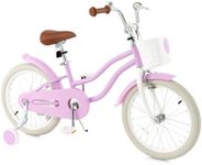 HONEY JOY Kids Bike, 18 Inch Purple Toddler Bikes w/Training Wheels, Handbrake & Coaster Brake, Fully Enclosed Chain, Adjustable Handlebar & Seat, Kids Bicycle w/Basket, Girls Boys Bike 3-8