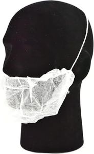 Disposable Beard Net Covers with Elastic Bands Heavy Duty Beard Restraints, Comfortable Protective Beard Masks, Nonwoven Latex Free Spunbond, Safe & Clean Work Environment, 100 PC