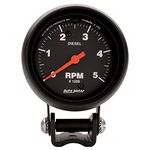 Auto Meter 2888 Z-Series Black 2-5/8" 5000 RPM Mini Tach/Diesel Tachometer