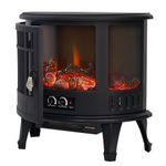 WarmieHomy Electric Fire Stove, Black Retro Electric Fire Freestanding with Realistic LED Log Fire Flame Effect, Adjustable Thermostat, Flame Dimmer, Overheat Protection, 1800W
