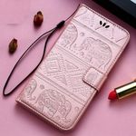 TROUNCE® Diva Series Embossing Elephant Faux Leather Flip Wallet Case Stand with Magnetic Closure & Card Holder Cover for Apple iPhone 6 Plus & 6S Plus - Rose Gold