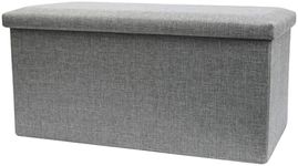 okam Storage Ottoman-Foldable Ottoman Storage-Collapsible Stool Bench - Storage Organiser Case with Cushioned Seat - use as Blanket Box, Foot Stool Ottaman, Pillow, Toys, Clothes Ottman Cube - Grey