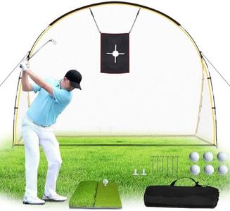 Golf Hitting Practice Nets for Backyard Driving Heavy Duty Men Real Indoor Golf Balls Hitting Pitching Driving Nets for Indoor Outdoor Garage Use Golfing Swing Training Impact Cages with Frame and Net