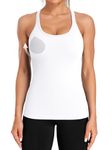 ATTRACO Sports Tank Tops for Women Built in Bra Workout Yoga Shirt with Removed Padded White