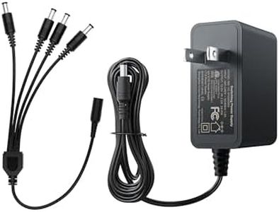 ZOSI 12V 2A 100V-240V US AC to DC Power Supply Adapter & 4-Way Power Splitter Cable for CCTV Home Security Camera Surveillance System