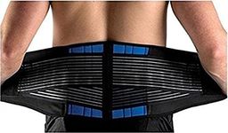 WONFAST Deluxe Neoprene Double Pull Lumbar Lower Back Support Brace Exercise Belt Waist Trainer Trimmer Belt with Dual Adjustable Straps Abdominal Binder Belly (Medium/28-32")