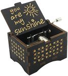 CAMKONG Laser Engraved Vintage Wooden Hand Crank Music Box You are my Sunshine Birthday Christmas Valentine's Day Gift and also the best gift for Friends and Family (Black)