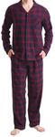 GIVEITPRO -100% Cotton Flannel, Men's Long Button-Down Sleepwear Pajama Set (as1, Alpha, x_l, Regular, Regular, RED, X-Large)