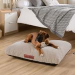 Slumberdown Sherpa Dog Bed Medium Washable - Raised Anti Anxiety Calming Cat/Puppy Bed, Dog Crate Mattress for Small/Medium Pets & Adults - Anti Slip Human Dog Beds, Soft Removable Cover, Biscuit