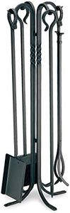 Pilgrim 18001 Tall 5 Pc Lodge Heavy Duty Fireplace Set in Matte Black Finish