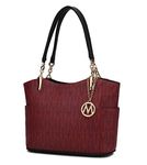 Mia K Collection Shoulder Handbag for Women: Vegan Leather Satchel-Tote Bag, Top-Handle Purse, Ladies Pocketbook, Braylee Burgundy, Large