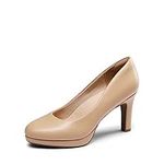 DREAM PAIRS Women's Close Toe Low Kitten Heels Pump Comfortable Office Work Dress Shoes for Woman, Nude-Pu Size 7 SDPU2365W