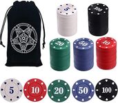 IXIGER Poker Chips,Denomination Poker Chips Set with Black Velvet Pouch Bag,Plastic Learning Counters Disks and Learning Math Counting Chips,Game Night Party Supplies(100pcs)