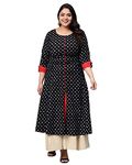 Yash Gallery Women's Plus Size Cotton Printed Anarkali Diwali Kurta for Women (Black, 8XL)