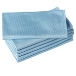 Puomue 6 Pack Microfiber Glass Cleaning Cloths, Streak Free, Lint-Free and Absorbent Cloth, 16 Inch X 16 Inch, Ideal for Cleaning Mirrors, Glass, Screens, Window, Stemware, Lens (Blue)