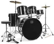 Best Choice Products 5-Piece Full Size Complete Adult Drum Set w/Cymbal Stands, Stool, Drum Pedal, Sticks, Floor Tom (Black)