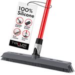 Tyroler Bright Tools 2-in-1 Broom & Squeegee 41CM, 100% Silicone, Aluminum Anti-Rust 4-Piece Handle, for Pet & Human Hair, Indoor/Outdoor, Works On Carpet, Rugs, Hard Floor, Patios and More