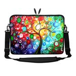 Meffort Inc 15 15.6 inch Neoprene Laptop Sleeve Bag Carrying Case with Hidden Handle and Adjustable Shoulder Strap - Colorful Tree