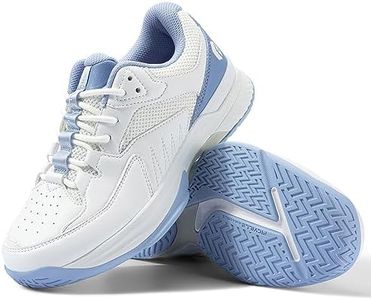 FitVille Wide Pickleball Shoes for Women Tennis Court Shoes with Arch Support for Flat Feet, Sky Blue, 9.5 Wide