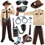 Police Costume for Kids, Sheriff Costume for Boys, Kids Sheriff Cowboy Costume with Accessories Halloween Costumes Boys Girls