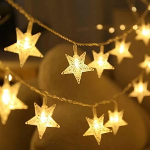 CESOF Christmas Decor Star String Lights, 20 FT 40 LED Battery Operated Twinkle Lights Warm White Cute Hanging Star Fairy Light for Bedroom Room Car Camper Home Indoor Outdoor Xmas Tree Decorations