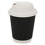 SANWALSA (250 ml,Black, 8 Oz- Pack of 100-Piece Paper Disposable Ripple Cup with lid(100% Biodegradable) Ecofriendly, Safe & Hygienic for Juice,Coffee,Tea,Home,Office,Party & Wedding Events