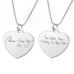 HooAMI Signature Necklace Handwriting Personalized Necklace Name Word Nameplate Heart Necklace Keychain,Silver