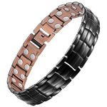 Feraco Magnetic Copper Bracelet for Men 99.99% Pure Copper Bracelets with Double Row 3500 Gauss Magnets, Black