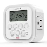 Fosmon 7 Day Programmable Indoor Digital Timer, Dual 2 Outlet, 8 On/Off Programs, Heavy Duty 15A/1875W Electrical Light Timer Wall Switches, 3-Prong Grounded Plug for Lamp, Fan, Appliances