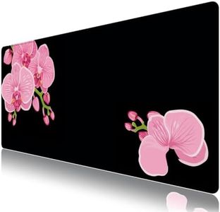 Extended Gaming Mouse Pad Mat- Large Desk Mat Non-Slip Rubber Base Computer Desktop Laptop Keyboard Mouse Mat Stitched Edges, 35.1x15.75 in XXL Waterproof Mousepad for Work & Game, Pink Peony Flower