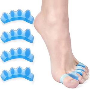 Toe Separators, T Tersely 2 Pairs Soft Gel Toe Spacers to Correct Bunions and Restore Toes to Their Original Shape,Bunion Corrector Toe Spacer Toe Straightener Toe Stretcher Big Toe Correctors (Blue)