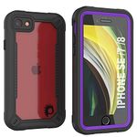 Punkcase for iPhone SE (2020) Waterproof Case [Maximus Series] [Slim Fit] [IP68 Certified] [Shockresistant] Clear Armor Cover with Screen Protector | Ultimate Protection for iPhone SE (4.7") [Purple]