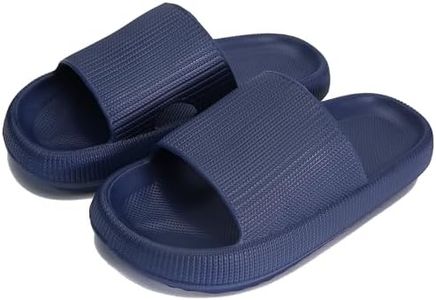 rosyclo Cloud Slippers for Women and Men, Massage Shower Bathroom Non-Slip Pillow Super Soft Comfy Thick Sole Home House Cloud Cushion Slide Sandals for Indoor Outdoor Shoes, Deep Navy