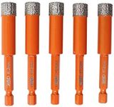 BGTEC Dry Diamond Drill Bits 5pcs 1/2 Inch 12mm with Quick Change Hex Shank for Granite Marble Porcelain Tile Ceramic